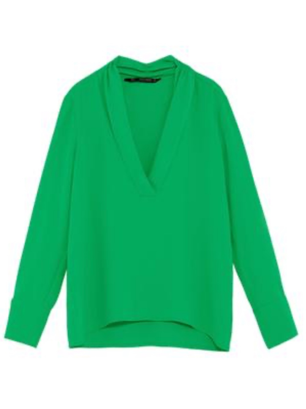 Zara Bright Green V-Neck Blouse